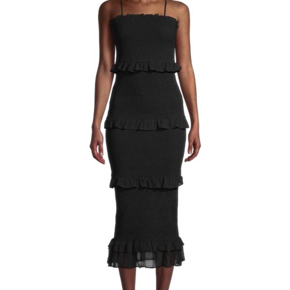 Bebe Smocked Ruffle-Tiered Bodycon Dress